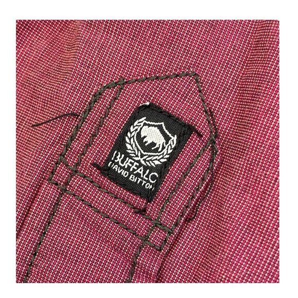 Buffalo by David Bitton Shirt Men's XL Red Cotton Pockets Long Sleeve Button-Up - Picture 7 of 7